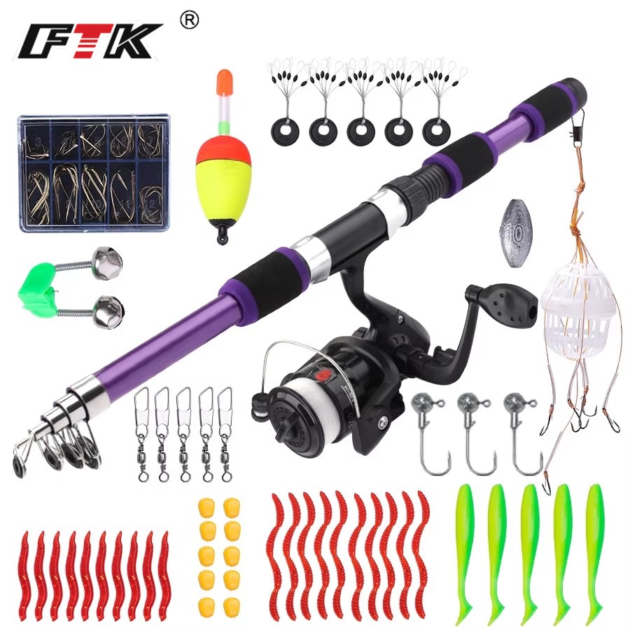 Fishing Rod Spinning - FTK 1.8M Portable Spinning Fishing Rod